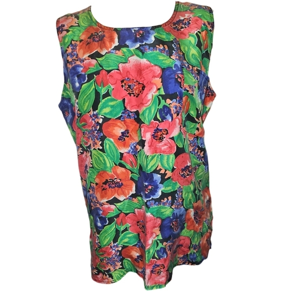 Clovelly Silk Vintage Floral Feminine Sleeveless Blouse Cottagecore L English - Picture 1 of 9